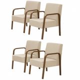 Kit 4 Poltronas Decorativas 1 Lugar Luna Braço Madeira D Salla Suede
