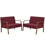 Kit Poltrona Decorativa 2 Namoradeiras Luna Braço Madeira D Salla Suede