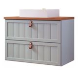 Gabinete Para Banheiro 80cm 100% Mdf 1 Gaveta 1 Porta Basculante Sense Mgm Móveis Pistache/freijo Pistache/freijo