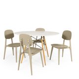 Conjunto Mesa De Jantar Redonda Eiffel Branca 120cm Com 4 Cadeiras Itália - Nude