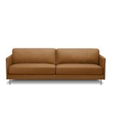 Sofá Decorativo Anthony 3 Lugares Sala De Estar 210cm Pés Em Aço Couro Caramelo G88 - Gran Belo
