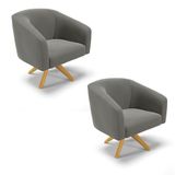 Cadeira Sala De Jantar Giratória Ma30 Kit 2 Stella Suede D03 - D\&#39;rossi Cor Grafite