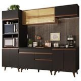 Armário De Cozinha Reims 260002 Com Balcão Preto Rustic