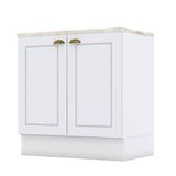 Balcão 2 Portas 80 Cm Americana Branco Com Tampo Cooktop Calcare - Henn