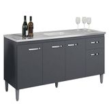 Balcão De Pia Gabriela 150 Cm Cinza Fosco - Ajl