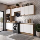 Lavanderia Modulada Kappesberg Celeste 9 Peças Nogueira/branco 310,5cm