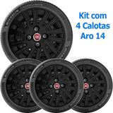 4x Calota Fiat Mille Palio Siena Uno Aro 14 Preto 093cb