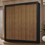 Guarda-roupa Casal 3 Portas De Correr Preto/rustic Sublime Madesa Preto/rustic
