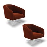 Cadeira Sala De Jantar Giratória Cromada Kit 2 Stella Bouclê D03 - D\&#39;rossi Cor Terra