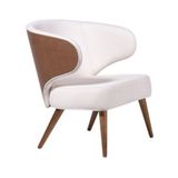 Poltrona Decorativa Com Pés De Madeira Multimóveis Cr7005 Off White/caramelo Off White/caramelo