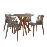Conjunto Mesa De Jantar Quadrada Isa 90x90cm Natural Com 4 Cadeiras Gruvyer - Fendi
