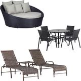 Kit 2 Espreguiçadeiras Mesa Roma Chaise Lívia Cadeira Emily Preto
