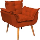 Poltrona Decorativa Alice Pé Trapézio 30cm Castanho - Terracota Suede