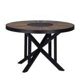 Mesa Atenas 120cm Tampo Madeira Giratório Em Alumínio Trama Marrom