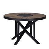 Mesa Atenas 120cm Tampo Madeira Giratório Em Alumínio Trama Fendi