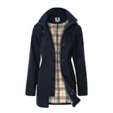 Casaco De Chuva Feminino Saphirose Com Capuz Longo Azul Marinho Xxl