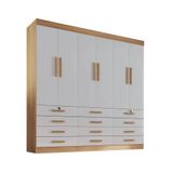 Guarda Roupa 6 Portas 12 Gavetas Mônaco D&#39;doro Cinamomo Off White