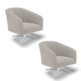 Cadeira Sala De Jantar Giratória Cromada Kit 2 Stella Bouclê D03 - D\&#39;rossi Cor Cinza
