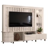Estante Home Theater Le Mans Calacata Off White Para Tv Até 70 - Madetec Calacata Off White