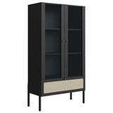 Cristaleira 2 Portas De Vidro Pés Madeira Arlo A10 Nero-preto - Mpozenato