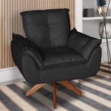 Poltrona/cadeira Decorativa Glamour Opala Com Base Giratória 30cm Em Madeira Preto
