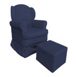 Poltrona De Amamentação Com Puff Serena Suede Azul Marinho - Pallazio