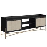 Rack Para Sala Bancada De Tv 70 Pol Pé Metal Arlo Nero-dourado - Mpozenato