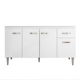 Balcão Gabinete Para Pia Sem Tampo 150cm 4 Portas E 1 Gaveta Flex Gabriela Branco-preto