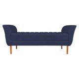 Calçadeira Recamier Casal 1,50m Londres Veludo Azul Marinho - Pallazio