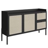 Balcão Aparador Buffet Pés De Madeira Arlo A10 Nero-preto - Mpozenato