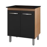 Balcão Cooktop 5 Bocas Com 2 Portas Jade Savana/preto - Moblis