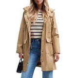 Casaco De Chuva Impermeável Feminino, Capa De Chuva Leve, Com Capuz, Corta-vento (camelo, Gg)