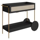 Carrinho Bar 1 Gaveta Porta Taça Pé Metal Arlo A10 Nero-dourado - Mpozenato
