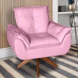 Poltrona/cadeira Decorativa Glamour Opala Com Base Giratória 30cm Em Madeira Rosê