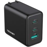 Carregador Usb C Tecknet 65w Pd 3.0 Gan Carregador Tipo C Adaptador Dobrável Com Carregador De Parede Rápida De 3 Portas Compatível Com Iphone 12