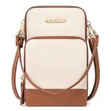 Bolsa Tiracolo Cluci De Couro Pequeno Para Mulheres Bege Com Marrom