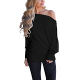 Blusas Femininas Off Shoulder Plus Size, Camisa Dolman Batwing, Suéter Grande, Preto 2gg