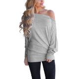 Blusas Femininas Infitty, De Ombro Largo, Dolman, Manga Comprida, Camiseta Grande, Solta, Blusa, Pulôver, Cinza Claro, Gg