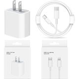 Kit Carregador Rápido Do Iphone:apple Mfi Certificado】 Carregador De Parede De 20w Pd Tipo C Com 6ft Usb C Para Cabo Lightning Compatível Iphone
