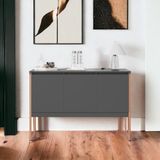 Buffet Aparador Industrial Para Sala Dakar Preto Cobre
