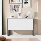 Buffet Aparador Industrial Para Sala Dakar Branco Preto
