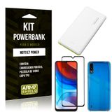 Kit Moto E7 Power Carregador Portátil 5K Tipo C + Capa Anti Impacto + Película Vidro 3D - Armyshield