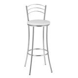 Banqueta Alta Cromada Bc26/a A101 Treparoni Branco
