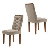 Conjunto 2 Cadeiras Para Sala De Jantar Germany Espresso Móveis Chocolate/off White/boucle Bege