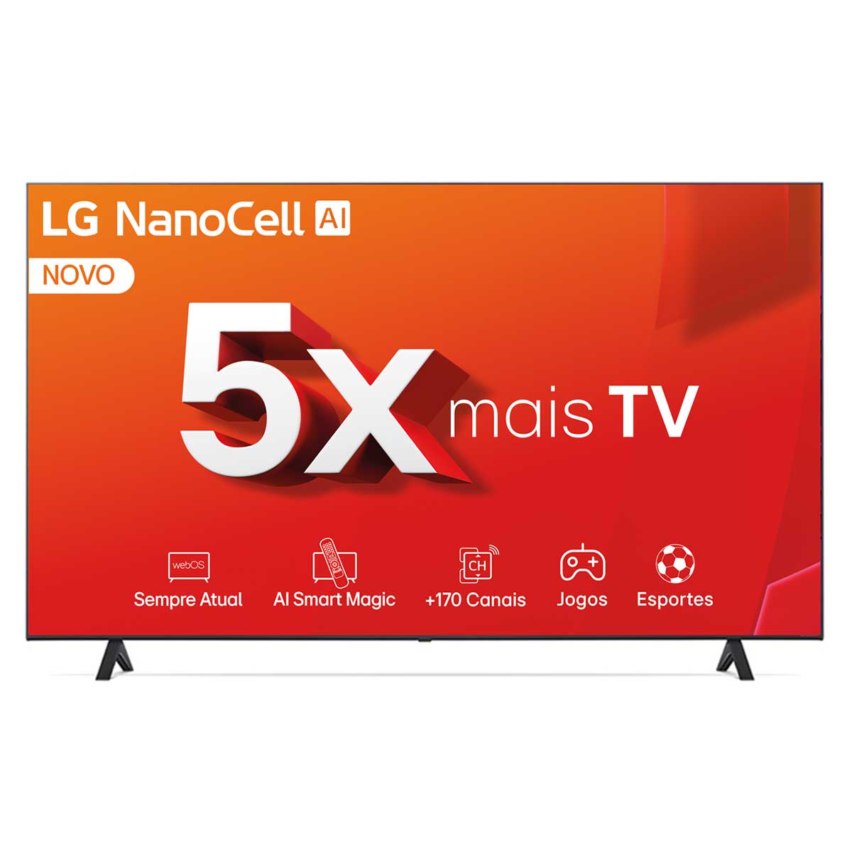 Smart TV LG 50" 4K Nanocell 50Nano80 Processador α5 Ger7 AI 4K HDR10 Pro WebOS 24 LG Channels Controle Smart Magic Alexa e Chromecast