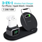 Carregador Wireless 3 em 1 Qi Watch/Airpods/iPhone XS/Max