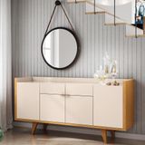 Aparador Buffet Sala Melodia Com Pés Madeira Maciça Off White/cinamomo Off White/cinamomo