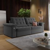 Sofá 3 Lugares Retrátil Reclinável 200cm Veludo Khalifa Wood Estofados