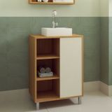 Gabinete Para Banheiro Com Cuba Branca 60cm 1 Porta De Correr Julia Mel/arenas