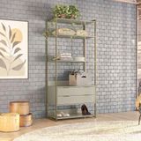 Guarda-roupa Closet Industrial Mital 2 Gv Off White E Dourado 89 Cm